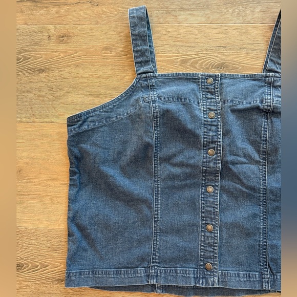 Harley Davidson Motorcycle Denim Blue Tank Top Embroidered Buttons Vintage 90s - Picture 2 of 12